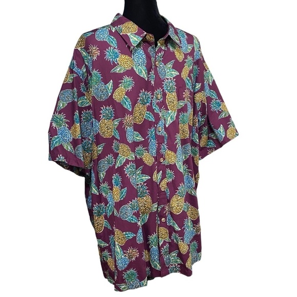 Cooke Street Pineapple Hawaiian Shirt Purple Aloha 2XL - Picture 3 of 8